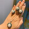 Live Streaming New Emerald Australian Pearl Earrings Rings Necklaces Fairy Style Women's Fashion