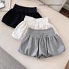 White Flower Bud A-line Skirt Pants for Women - Casual, Versatile, Elastic Mid-Waist, Puffy and Short for Summer