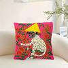 2D flat- Vibrant Polka Dot Monkey Throw Pillow Cover Bohemian Floral Jungle Decorative Cushion Case for Sofa Bedroom Living Room