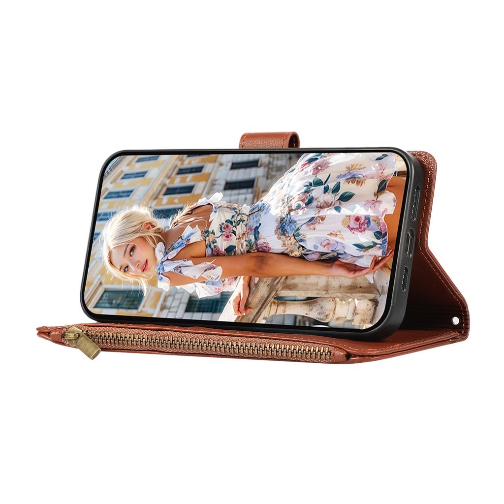 For Samsung Galaxy A16 4G/5G/A26 5G Case Multi Card Slots Zipper Leather Phone Cover with Shoulder Strap/Wrist Strap