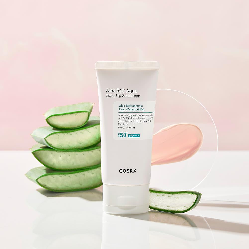 COSRX Aloe 54.2 Aqua Tone Up Sunscreen SPF50+ PA++++ Hydrating Brightening 50ml
