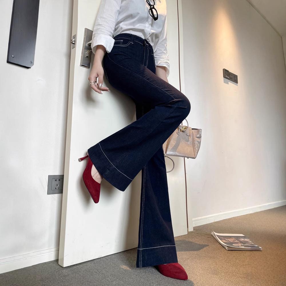 

Women s High Waist Stretch Denim Wide Leg Jeans - Slim Fit, Versatile, Autumn Collection XS