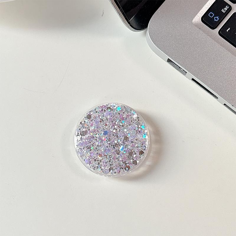 Rhinestone Magnetic Phone Holder with Sequins - Colorful Airbag Ring for Desktop Viewing