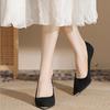 Fashion Women's Slim Heel Shoes Spring New Metal Pointed Shallow Mouth Suede Slip-on Wear Resistant High Heels