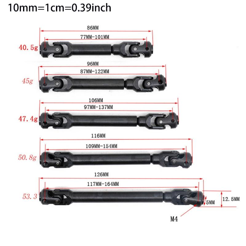 Steel RC Crawler Spare Part Central Axle Steering Shaft 77-122mm for w/ 3D Cutting for RC Crawler AXIAL SCX10 TRX4 D90 C