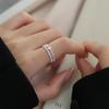 Pierścionek Korona z Podwójnego Cyrkonu Damski Niszowy Design Słodki Otwarty Regulowany Pierścionek Pierścionek na Palec Wskazujący