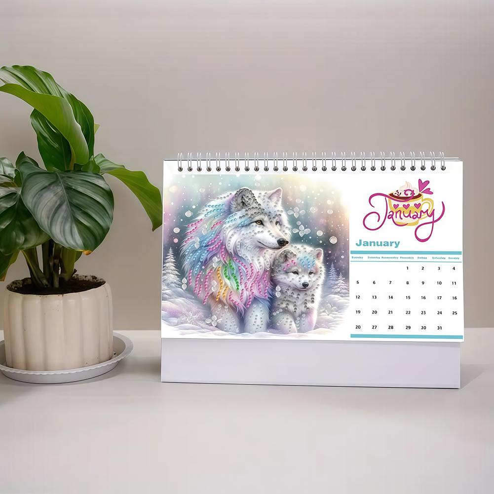 5D/DIY Calendar Shiny Rhinestones Decor Calendar Multi-Purpose Crystal Painting Desk Calendars Kit for Wedding Birthday Holiday