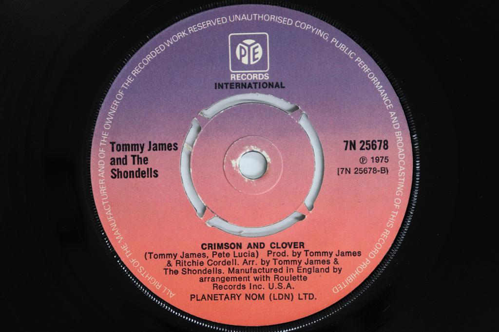 7inch Record TOMMY JAMES & THE SHONDELLS - Crystal Blue Persuasion / Crimson A 7N25678 PYE INTERNATION 1975 UK Rock Used