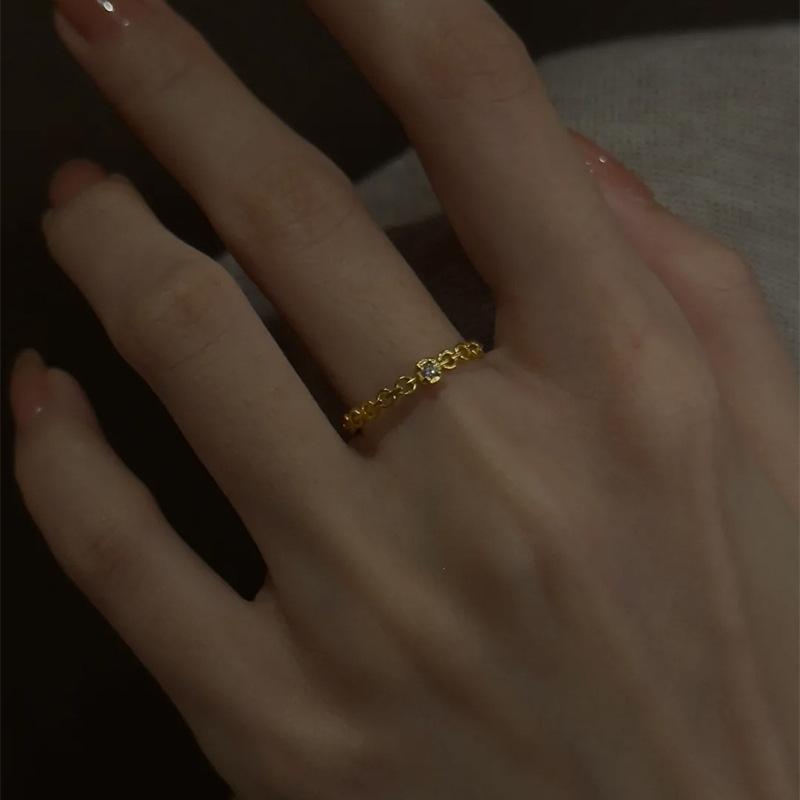

Fashion minimalist style slim rings for women single diamond geometric ring adjustable party Suitable for daily jewelry gifts resizable