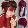 EAST Perruque Synthétique Rouge Longue Droite Style Mullet Queue de Loup Dégradée Moelleuse pour Femmes et Hommes pour le Quotidien Fête Lolita Cosplay
