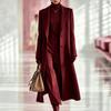 2026 Winter Women Long H-line Notched Lapel Wool Blend Coat Commuter Outerwear