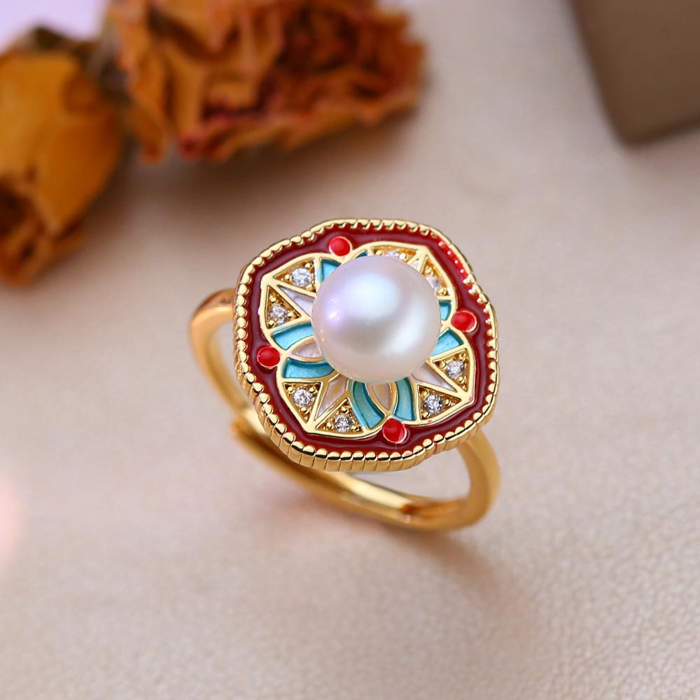 seniko Doğal tatlı su incisi yüzükler kadınlar için moda kadın kübik zirkonya CZ çiçek yüzük inci takı ayarlanabilir yüzük