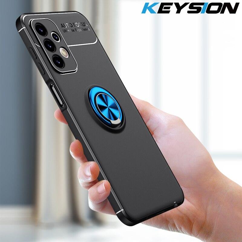 

Противоударный чехол KEYSION для Samsung A23 A13 5G, мягкий силиконовый металлический чехол-подставка с кольцом, задняя крышка для телефона Galaxy S21 FE 5G