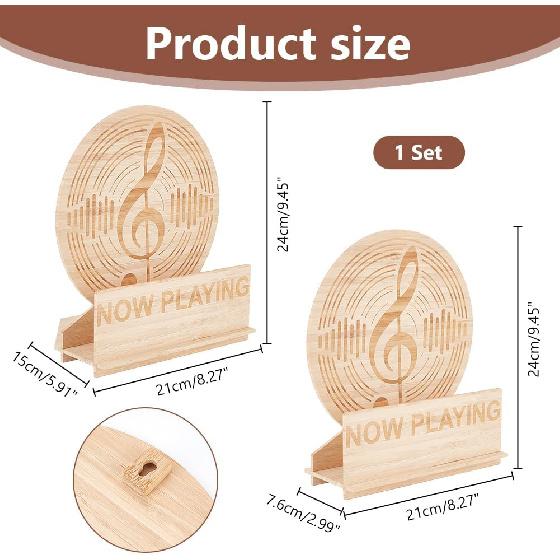 AHANDMAKER Now Playing Vinyl Record Stand - Wooden Album Display Holder Record Display Stands - Vinyl Now Playing Sign to Hold Your Albums - Now