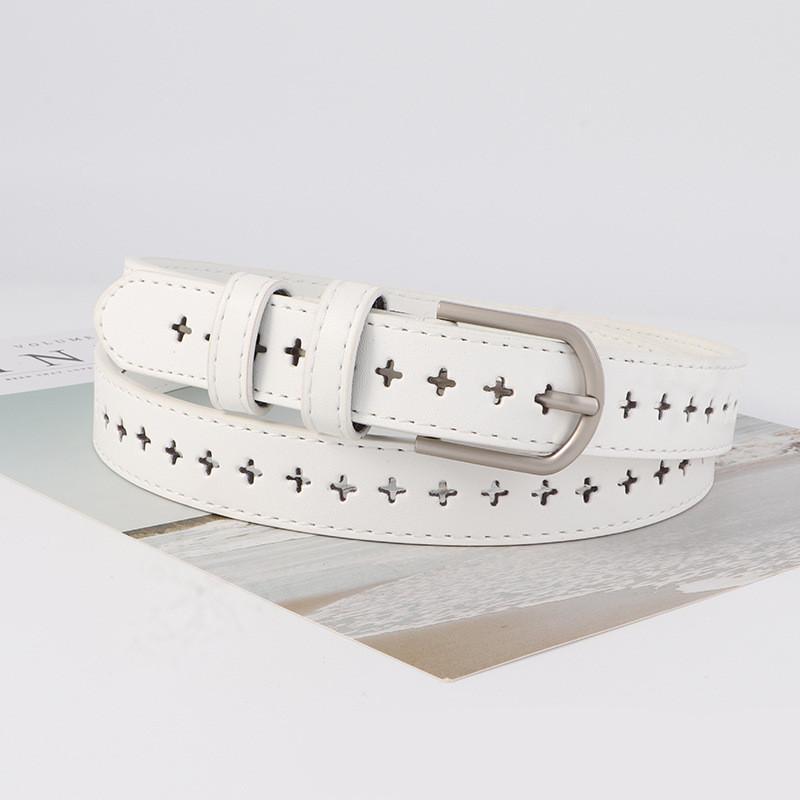 Belt Small Retro Minimalist Waistband Hollowed Out Holes Womens Student Jeans