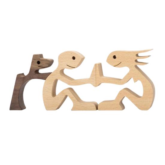 Dog And Human Ornament Rustic Wooden Boy And Dog Decoration Minimalist Puppy