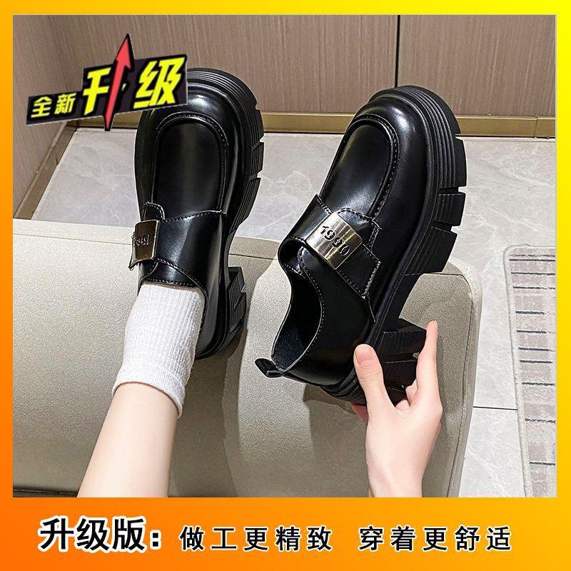 

Ретро-лоферы в британском стиле на платформе в студенческом стиле, зимние новые универсальные черные туфли на толстом каблуке, женские туфли из кожи 35