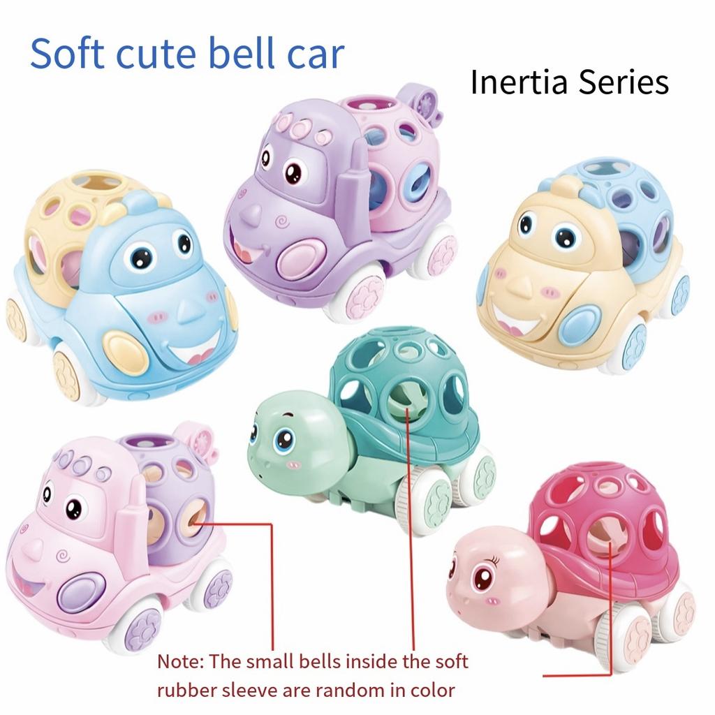 Baby Toy Car Rattle Roll Cars for Toddler 1-3 Press and Go Car Friction Powered Truck Soft Rattles for Babies Girl Birthday Gift