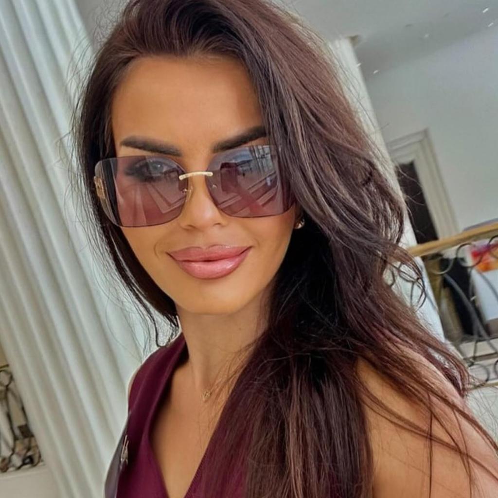 Lunettes de soleil carrées sans monture tendance pour femmes hommes surdimensionnées enveloppantes tendance grande monture lunettes de soleil
