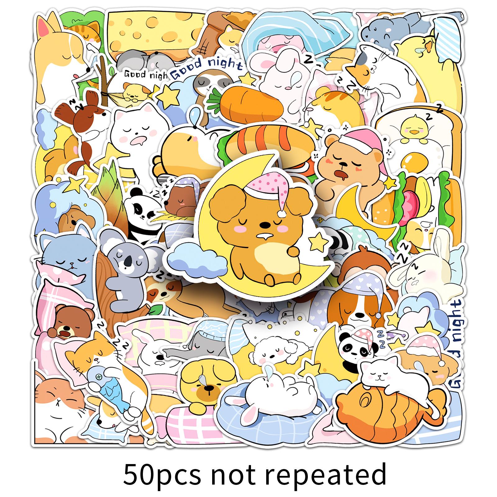 50 Sheets Cute Animal Pattern Decorative Trendy Stickers for Desktop & Water Cups