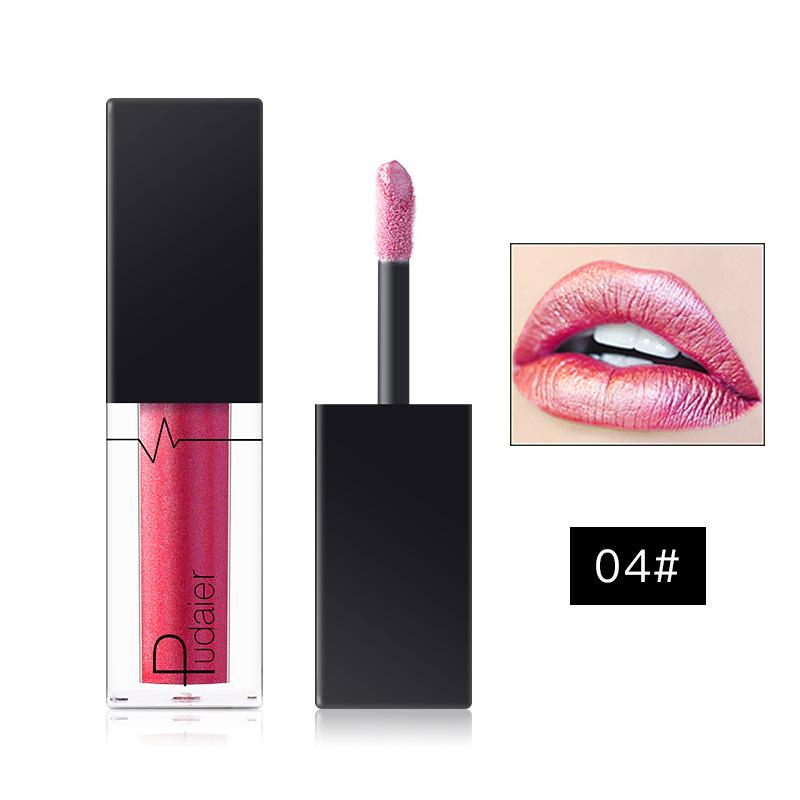 Gloss Labial Metálico Alto Brilho, Longa Duração, Fórmula Não Pegajosa, Batom Hidratante Brilho Labial Ideal para Festas, Encontros e Uso Diário