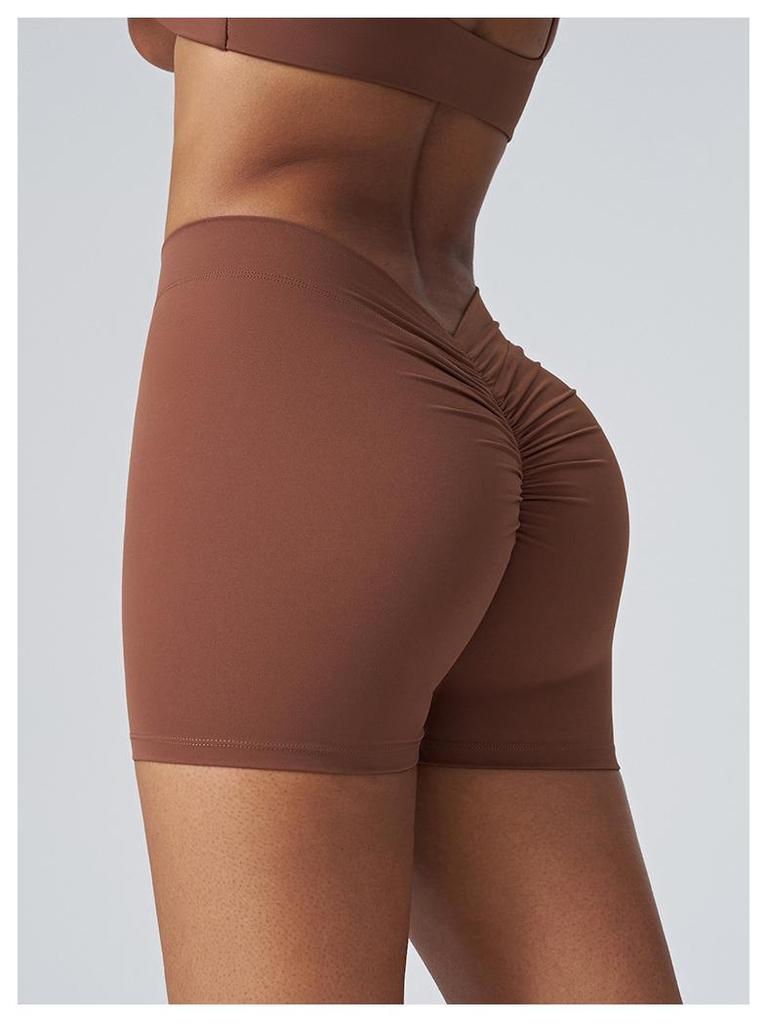 Wharton Women's Quick-Dry Sports Running Shorts - Breathable, V-Waist, Peach Hip Design