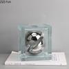 Geometric Square Block Silver Ball Crystal Ball Ornaments Desk Decoration Modern Crafts Abstract Artwork Room Aesthetic Decor