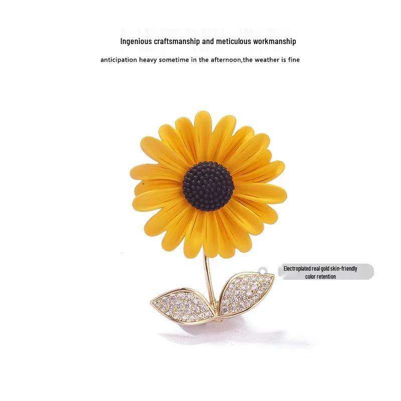 Exquisite Daisy Sunflower Brooch for Women - Elegant Gaokao Gift or Suit Accessory