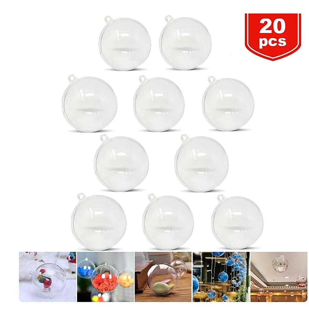20ks Vánoční dekorace na kouli Kreativní dekorace na vánoční kouli Průhledná dutá koule 5 cm