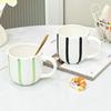 240ml Ceramic Stripe Mug for Women Japanese Style New Household High Aesthetic Coffee Cups Creative Handle Pink Couple Water Cup