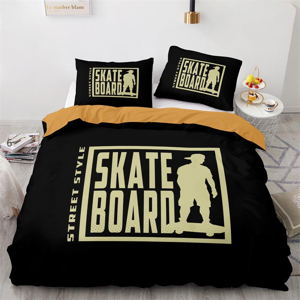 Skateboard Bedding Set Full Size 3D Santa Claus Polyester Duvet Cover Skateboard Comforter Cover Hip Hop Style King Twin Size