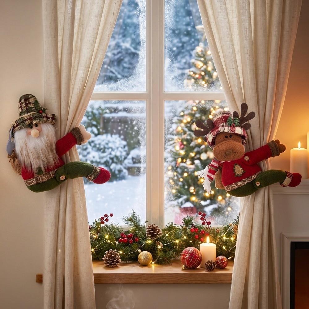 Soft Texture Christmas Curtain Tieback Clamp Style Xmas Curtain Fastener Window Ornament