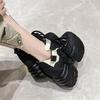Fashion 2025 New 10.5cm Breathable Leather Shoes  Winter Wedge Heels Casual Women Walking Sneakers Autumn Lace-up High Platform Chunky