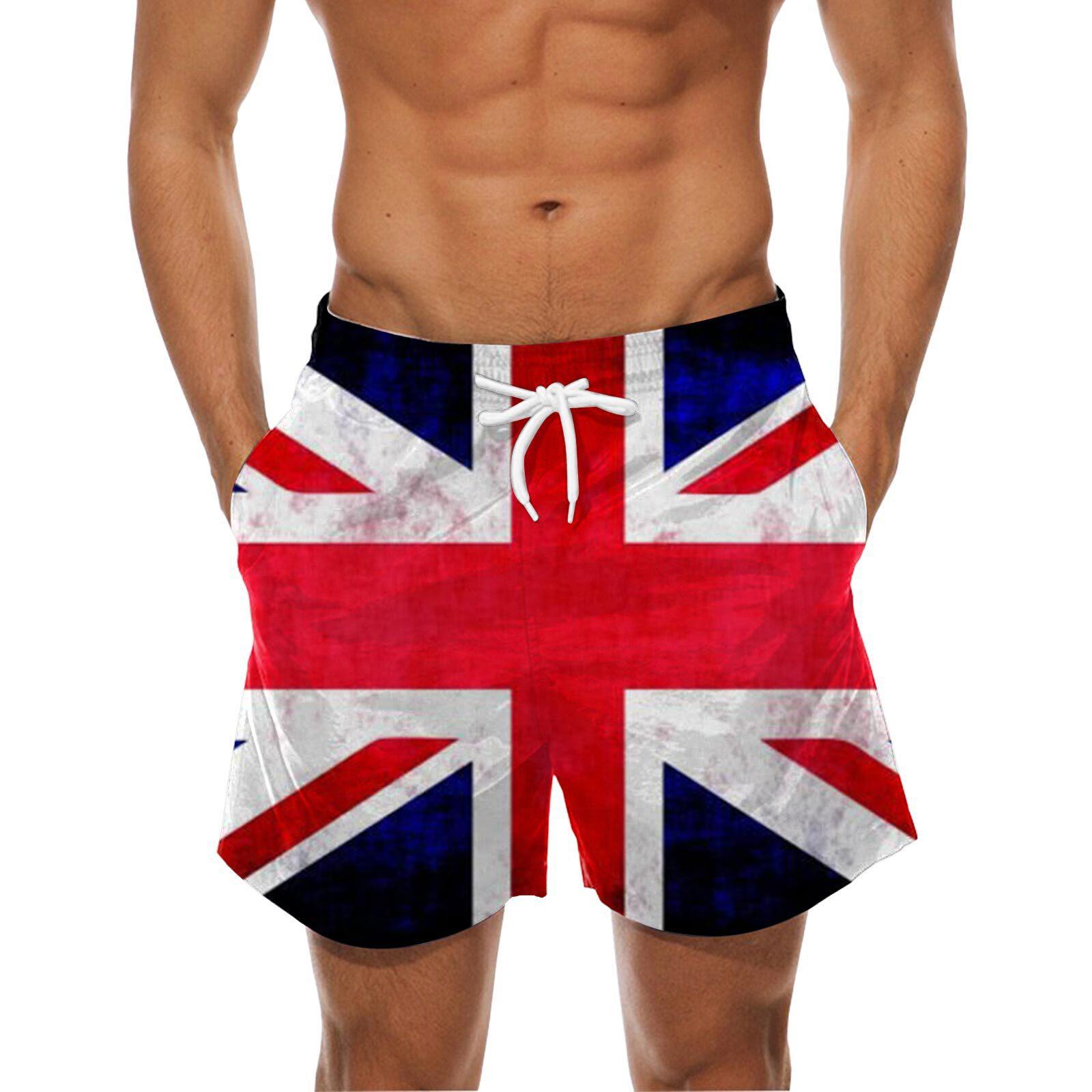 

Мужские летние пляжные брюки из ткани Health Fabric Black Stretch Casual Ordinary с 3D-принтом, мужские брюки с рисунком флага L