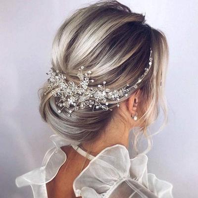 Bridal Crystal Irregular Women's Headband - Handmade Gold & Silver Yarn Evening Dress Hair Accessory