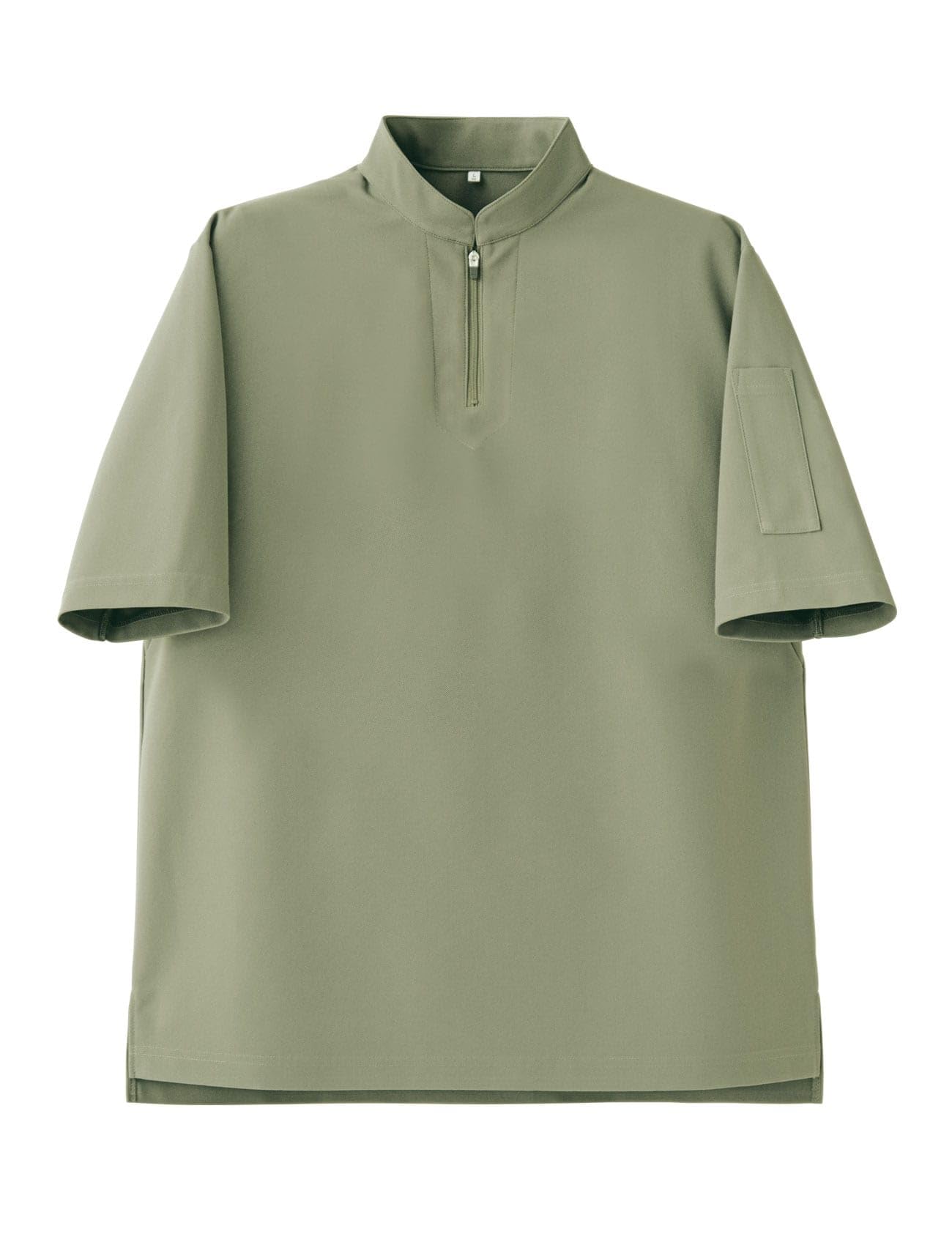 

Seven Uniform CU1966-4 Мохово-зеленая Маленькая Футболка на молнии со стойкой и коротким рукавом