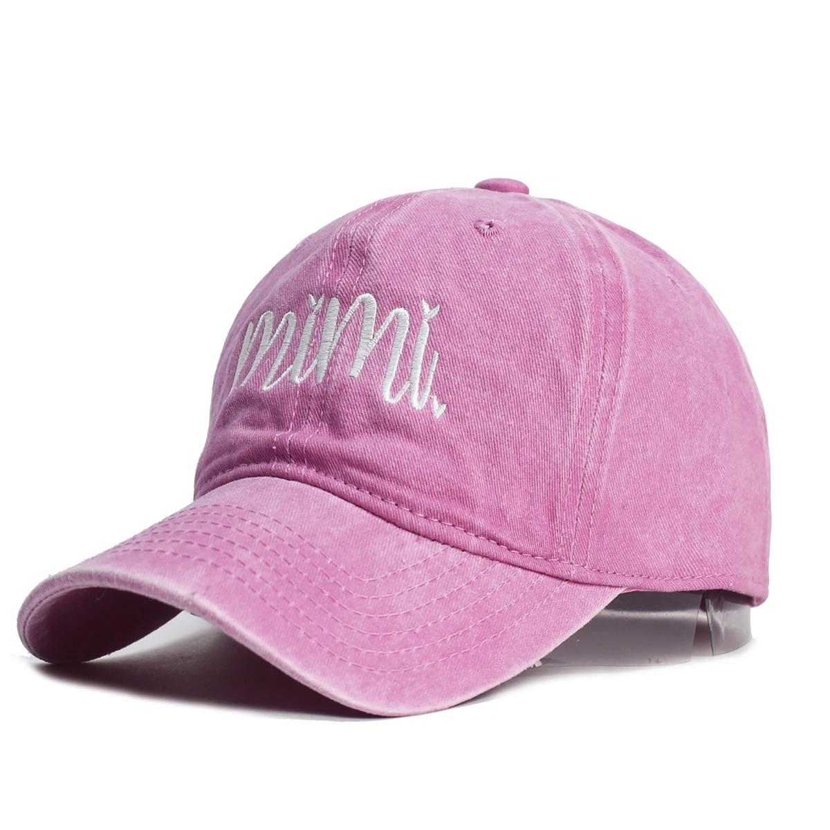2026 Весна Осень Стирка Хлопок Бейсболки Мужчины Женщины Винтаж Mimi Вышивка Буквы Шляпа Унисекс Регулируемая Snapback Хип-Хоп Adjustable
