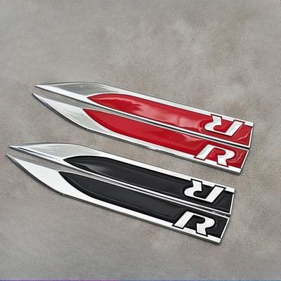 2pcs Metal Logo R Emblem Car Fender Side Badge For Passat Polo Golf 4 5 6 7 Jetta