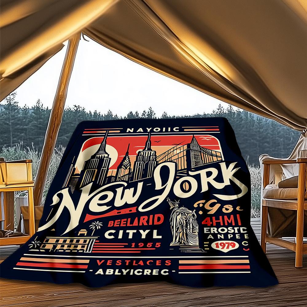 

1pc New York Cityscape Outdoor Blanket - Lightweight Flannel Throw For Travel, Camping, Livingroom, Couch, Chair yy251114238 75x90cm