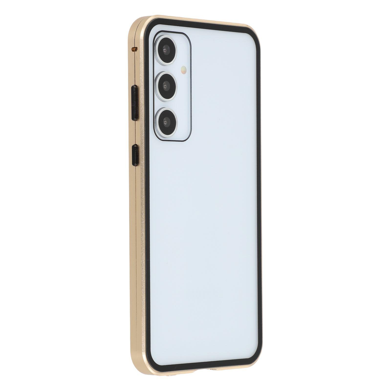 

For Samsung Galaxy A55 5G Case with Anti-Spy Screen Protector Tempered Glass Metal Phone Cover Magnetic Clasp Gold