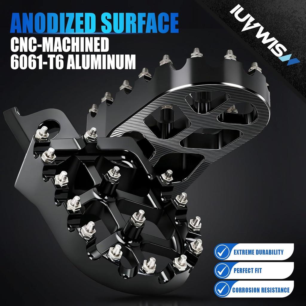 Dirt Bike Foot Pegs,Motorcycle Footpegs Wider Foot Rest Pedal CNC for KX250 KX450 2019-2024 KX250F 2006-2018 KX450F 2007-2018 KLX450R 2008-2013