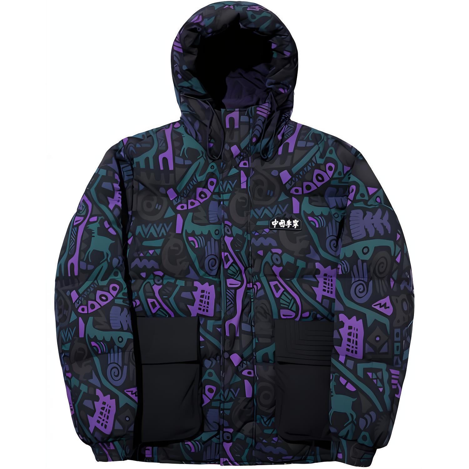 Li Ning Down Jacket Unisex Black All Over Print AYMU549-1 XS
