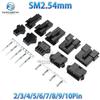 10/ 50 Sets JST SM2.54 2/3/4/5/6/7/8/9/10/11/12 Pin Pitch 2.54mm SM Female and Male Wire Connector Housing SM-2P SM-2R SM2.54MM