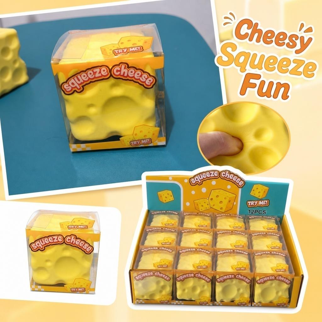12pc Box Set Cheese Squeeze Stress Relief Toys Slow Rising Soft Foam Sensory Fidget Toy for Kids and Adults Pack