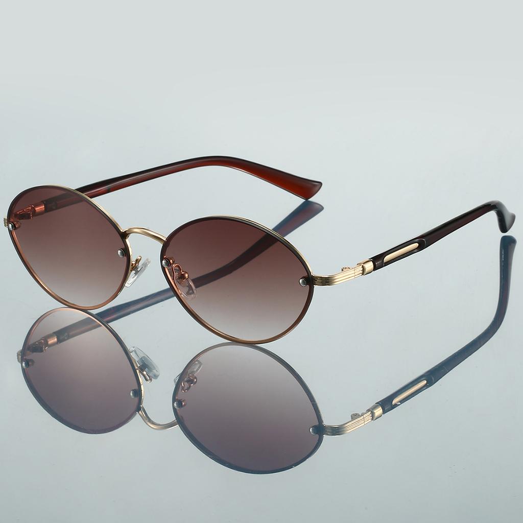 Vintage Metal Rim Gradient Shades Women's Original Brand Design Sunglasses Multi Color Lens Chic Driving Sun Glasses