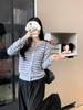 2025 Autumn/Winter Women's Korean Striped Knit Cardigan Sweater