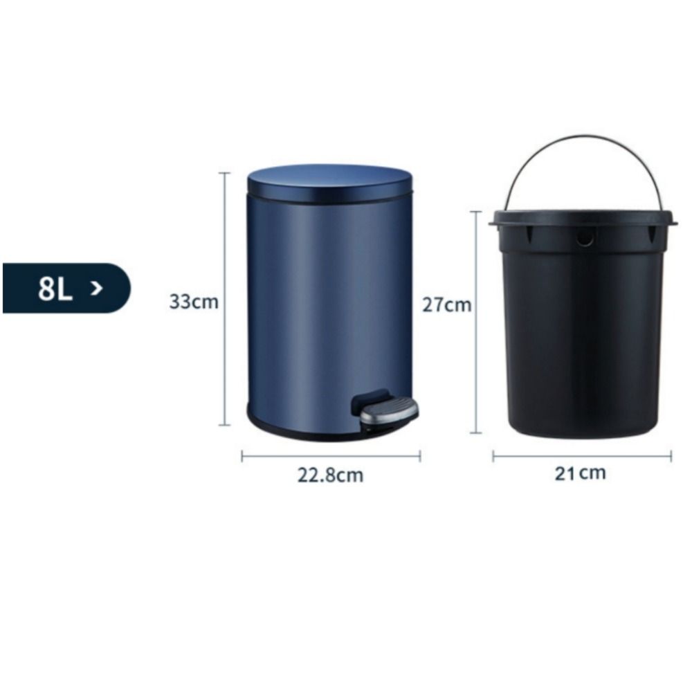 Stainless Steel Bathroom Trashcans with Lids 8L Garbage Bin Foot Pedal Flip Cover Waste Basket For Home Indoor Hotel