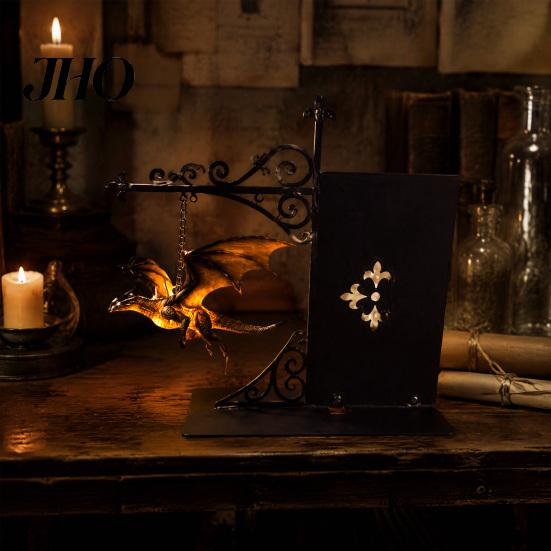Einzigartiges Urlaubs-Souvenir Magische Fliegende Drachen Bücherregal-Lampe, Warmes Hängendes Nachtlicht, Fantasy-Skulptur mit Ständer Lese-Ecke Dekoration, Geschenk