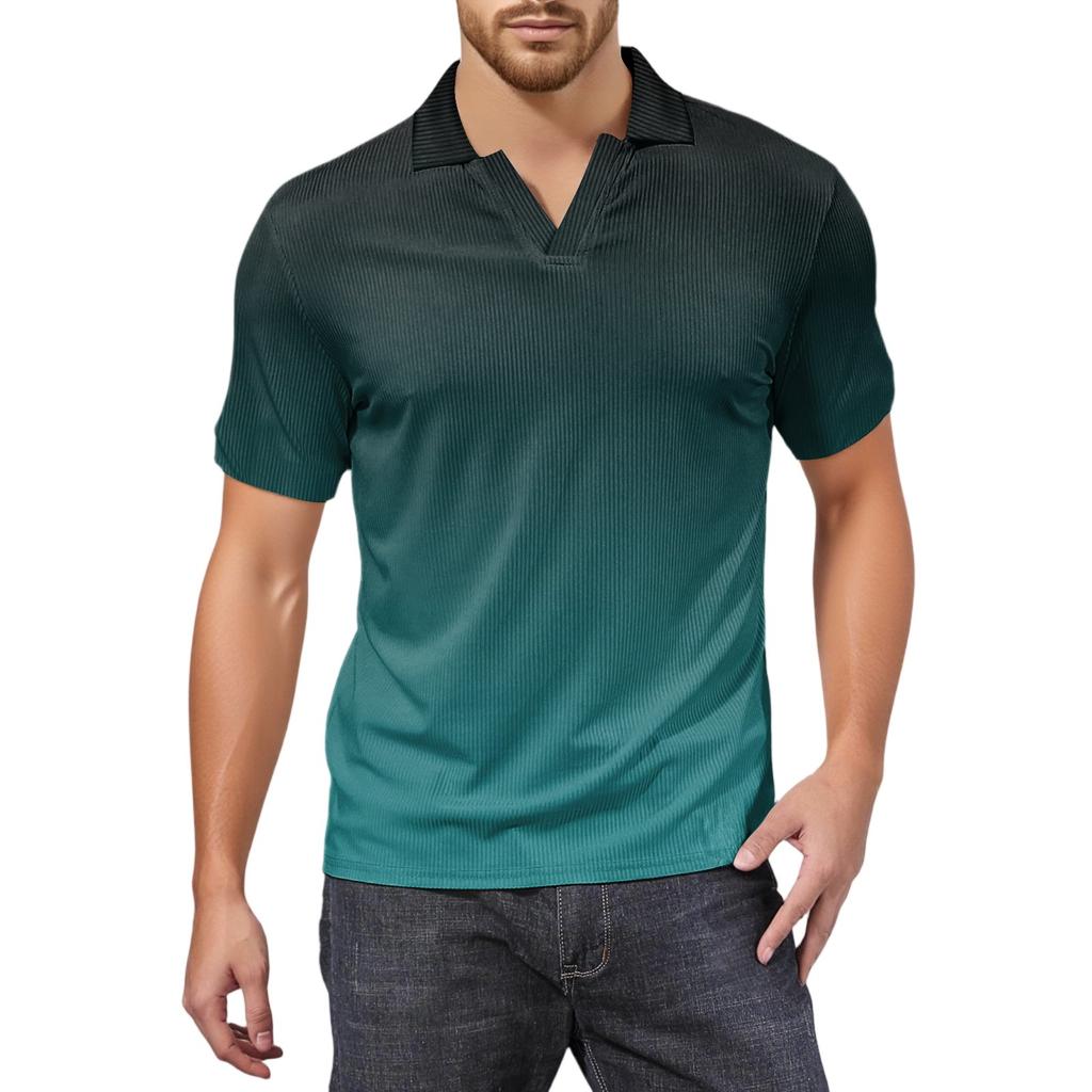 Men's Fashion Printed V-Neck Short Sleeve Top Golf T-Shirt