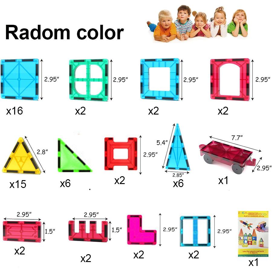 60pcs Magnetic Tiles Set 3D Magnetic Building Blocks Educational Construction set Toys for Kids STEM Preschool Montessori Toys